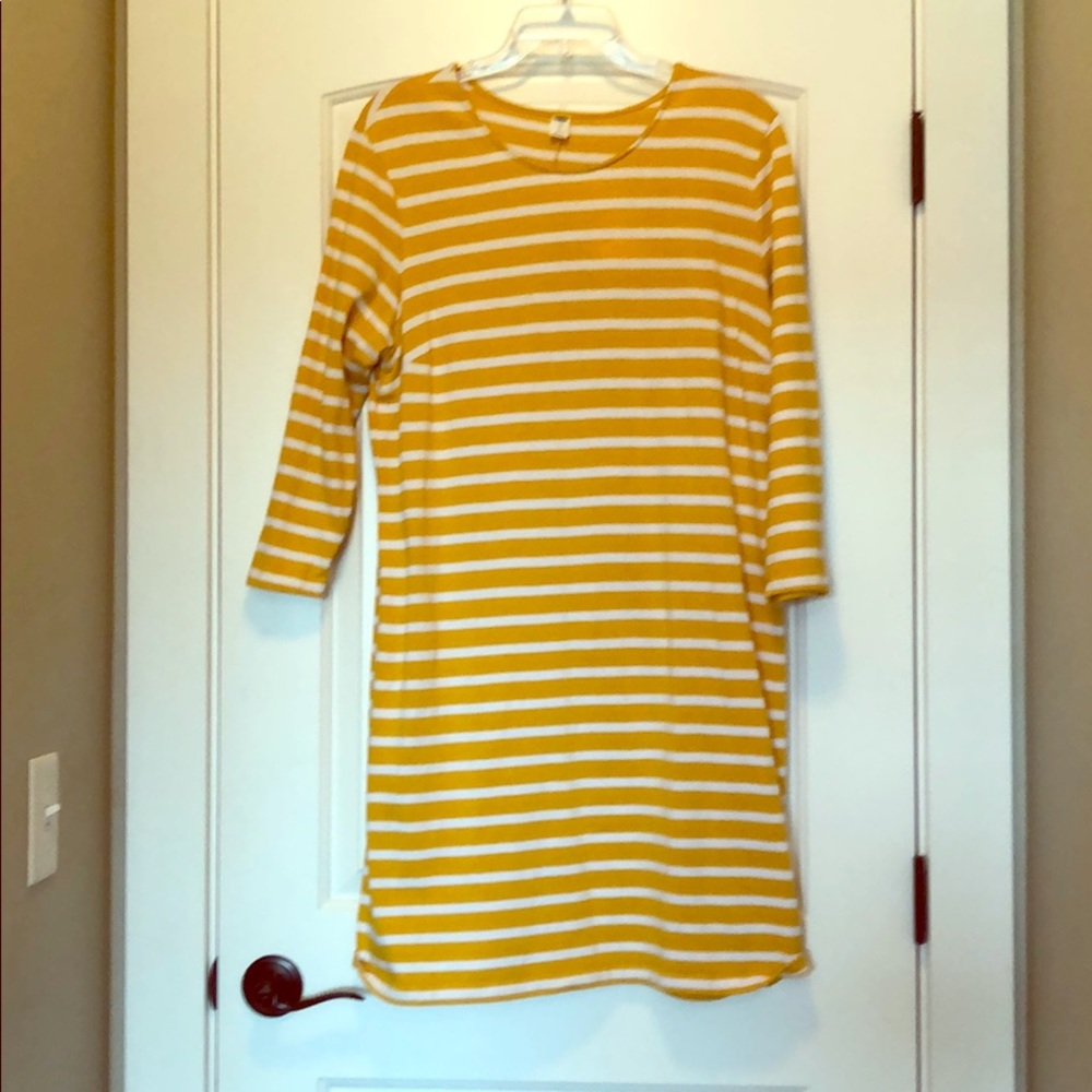 Yellow and white striped dress
